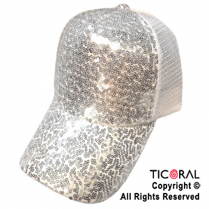 SOMBRERO VISERA LENTEJUELAS PLATA CAP x 1